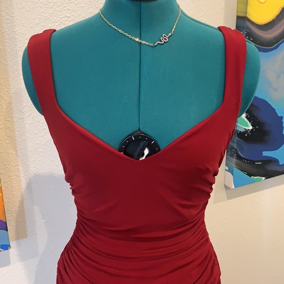 Laundry by Shelli Segal Red Ruched Evening Dress - Picture 8 of 13